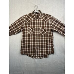 Vintage Western Frontier XL Men's Pearl Snap Long Sleeve Shirt Cowboys Horses